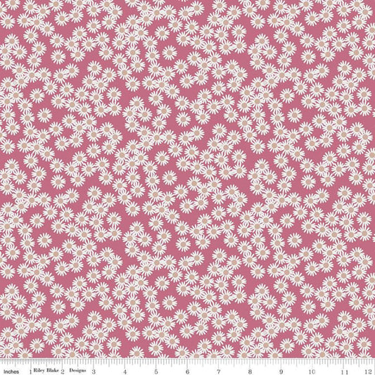 21" End of Bolt - Spotted Daisy Fields SC10842 Super Pink SPARKLE - Riley Blake - Floral Daisy Rose Gold SPARKLE - Quilting Cotton Fabric