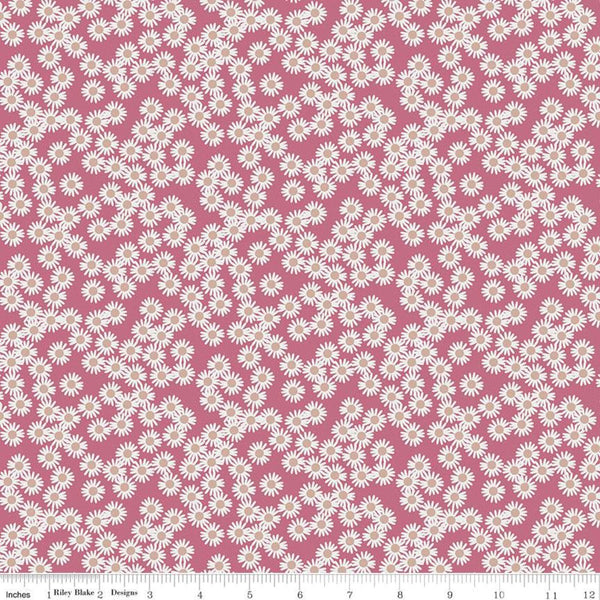 CLEARANCE Spotted Daisy Fields SC10842 Super Pink SPARKLE - Riley Blake Designs - Floral Daisy Rose Gold SPARKLE - Quilting Cotton Fabric