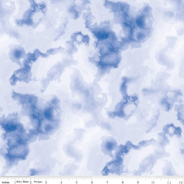 SALE KNIT Tie Dye Tonal KD11231 Indigo - Riley Blake - Digitally Printed Blue Tone-on-Tone - Jersey KNIT Cotton Spandex Stretch Fabric