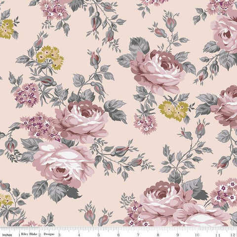 SALE Exquisite Main SC10700 Blush SPARKLE - Riley Blake Designs - Floral Flowers Pink Gold SPARKLE - Quilting Cotton