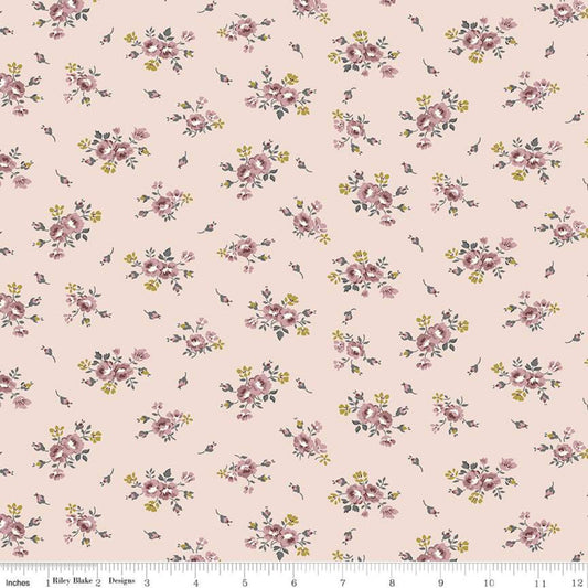 DEAL Exquisite Blooms SC10703 Blush SPARKLE - Riley Blake Designs - Floral Flowers Roses Pink Gold SPARKLE - Quilting Cotton Fabric