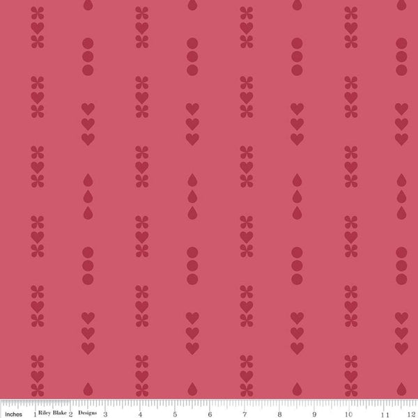 CLEARANCE Dream Lullaby C10773 Fuchsia - Riley Blake Designs - Pink Tone-on-Tone Flowers Hearts Circles - Quilting Cotton