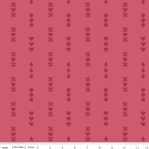 CLEARANCE Dream Lullaby C10773 Fuchsia - Riley Blake Designs - Pink Tone-on-Tone Flowers Hearts Circles - Quilting Cotton