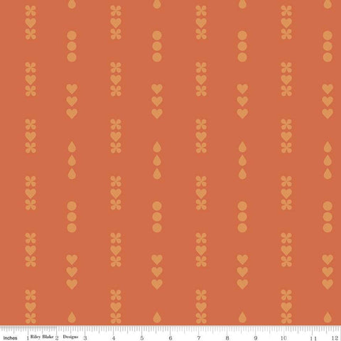 CLEARANCE Dream Lullaby C10773 Orange - Riley Blake Designs - Tone-on-Tone Flowers Hearts Circles - Quilting Cotton