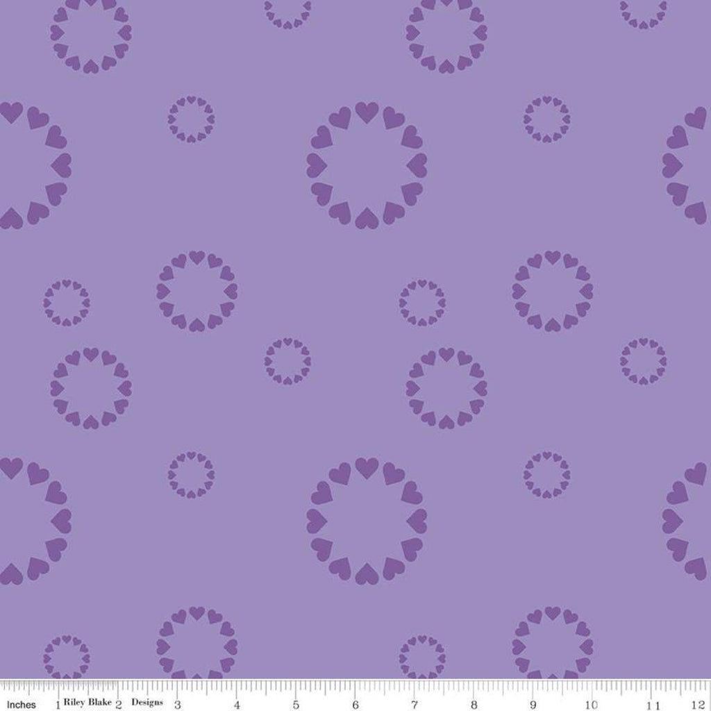 Dream Heartfelt C10774 Purple - Riley Blake Designs - Circles of Hearts Tone-on-Tone Geometric - Quilting Cotton
