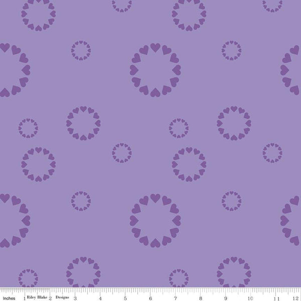 SALE Dream Heartfelt C10774 Purple - Riley Blake Designs - Circles of Hearts Tone-on-Tone Geometric - Quilting Cotton