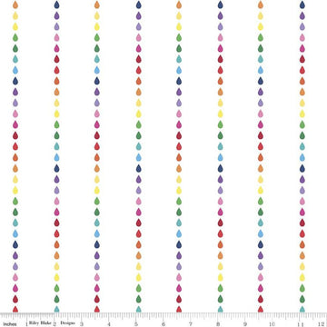 SALE Dream Raindrops C10775 Rainbow  - Riley Blake Designs - Raindrop Stripes Striped on White - Quilting Cotton Fabric