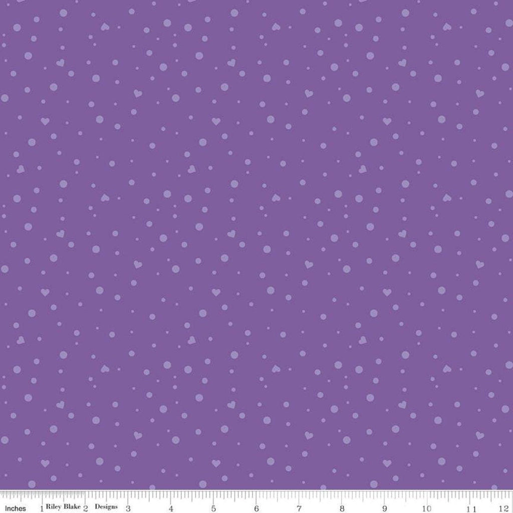 SALE Dream Scatter Love C10776 Grape  - Riley Blake Designs - Hearts Dots Purple - Quilting Cotton Fabric