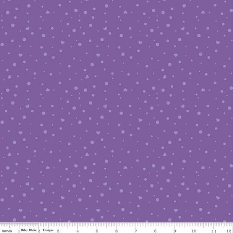 SALE Dream Scatter Love C10776 Grape  - Riley Blake Designs - Hearts Dots Purple - Quilting Cotton Fabric