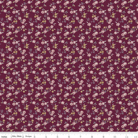 Exquisite Vines C10704 Burgundy - Riley Blake Designs - Floral Flowers Roses Leaves Red - Quilting Cotton