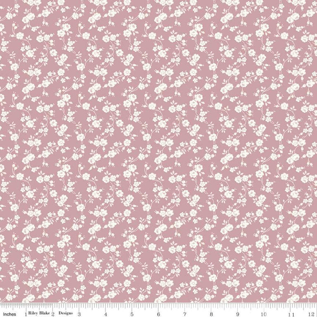 Exquisite Vines C10704 Pink - Riley Blake Designs - Floral Flowers Cream Roses Leaves - Quilting Cotton Fabric