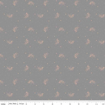 CLEARANCE Exquisite Bouquet SC10707 Dusk SPARKLE - Riley Blake Designs - Floral Flowers Dots Gray with Rose Gold SPARKLE - Quilting Cotton