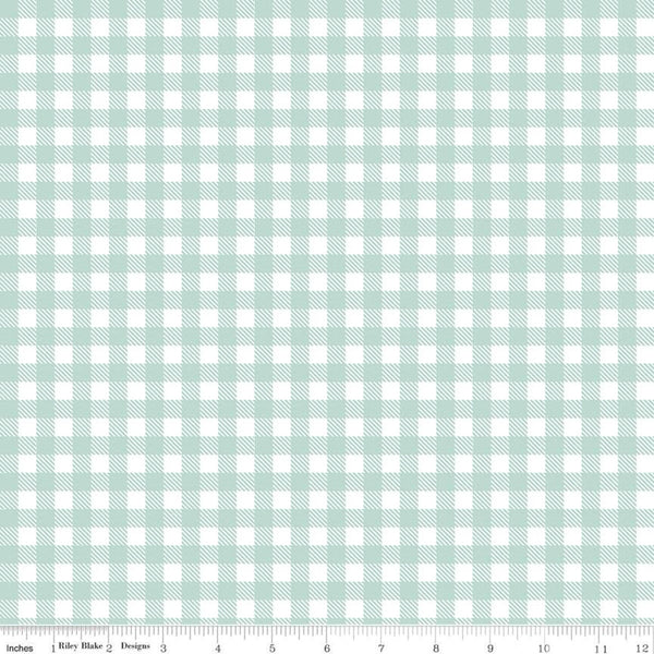 SALE Summer Picnic PRINTED Gingham C10755 Songbird - Riley Blake Designs - Blue White Checks Checkered - Quilting Cotton