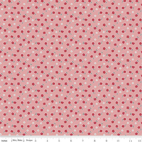 SALE Stitch Bloom C10925 Coral - Riley Blake Designs - Floral Flowers Orange Pink - Lori Holt - Quilting Cotton Fabric