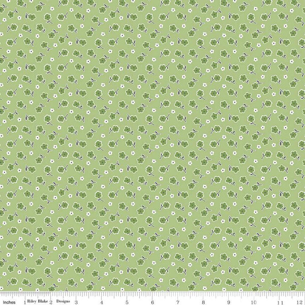 Stitch Bloom C10925 Green - Riley Blake Designs - Floral Flowers - Lori Holt - Quilting Cotton Fabric