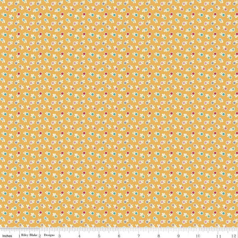 31" End of Bolt - CLEARANCE Stitch Ditsy C10931 Daisy - Riley Blake Designs - Floral Flowers Gold - Lori Holt - Quilting Cotton Fabric