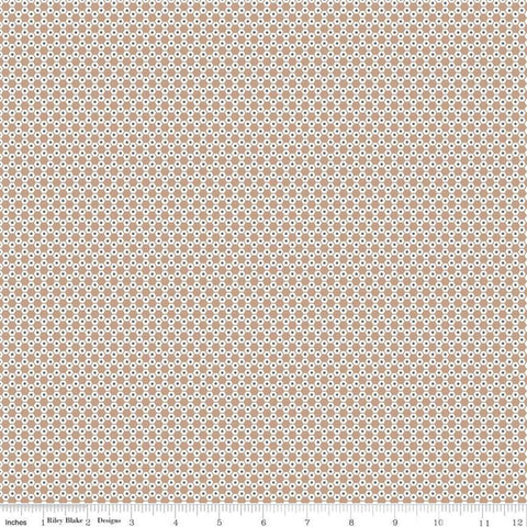 Fat Quarter End of Bolt - CLEARANCE Stitch Hexie C10933 Nutmeg - Riley Blake -  Hexies Hexagons Hexagon Beige Tan - Quilting Cotton Fabric