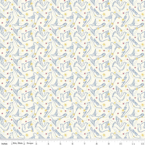 CLEARANCE The Merry and Bright Collection Dove Star A 04775931 - Riley Blake Designs - Christmas - Liberty Fabrics  - Quilting Cotton Fabric