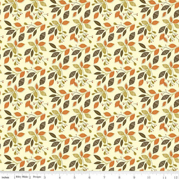 SALE Adel in Autumn Leaves C10822 Cream - Riley Blake Designs - Fall Leaf Sprigs - Quilting Cotton Fabric