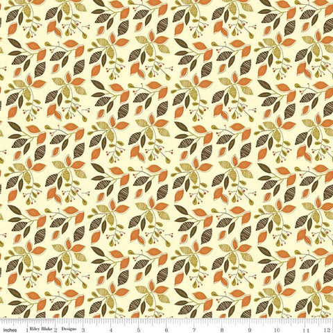 Adel in Autumn Leaves C10822 Cream - Riley Blake Designs - Fall Leaf Sprigs - Quilting Cotton Fabric