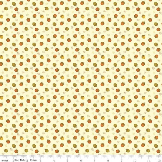 DEAL Adel in Autumn Acorns C10824 Cream - Riley Blake Designs - Fall Acorn Dots - Quilting Cotton Fabric