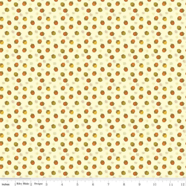 SALE Adel in Autumn Acorns C10824 Cream - Riley Blake Designs - Fall Acorn Dots - Quilting Cotton Fabric