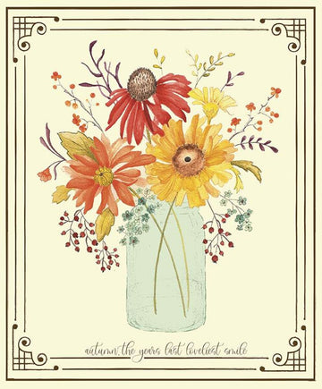 SALE Adel in Autumn Panel P10829 - Riley Blake Designs - Fall Flowers Floral on Cream DIGITALLY PRINTED - Quilting Cotton Fabric