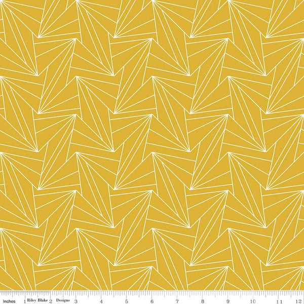 19" End of Bolt - SALE KNIT Rays KD11258 Gold - Riley Blake - Melissa Mora - Geometric - Digitally Printed Jersey KNIT Cotton Stretch Fabric