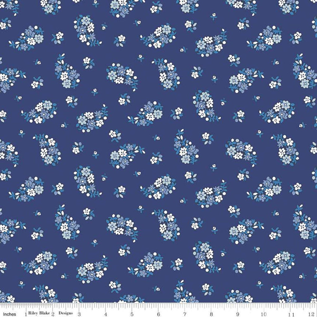 SALE The Carnaby Collection Retro Indigo Portobello Paisley B 04775942 - Riley Blake - Floral - Liberty Fabrics - Quilting Cotton Fabric