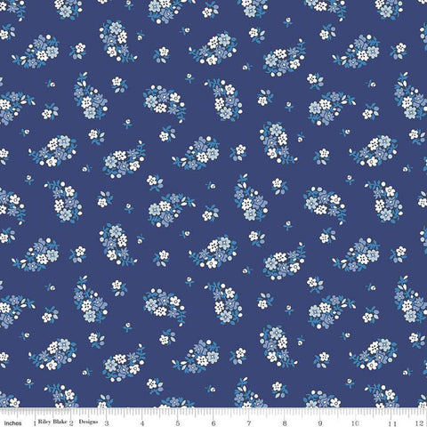 SALE The Carnaby Collection Retro Indigo Portobello Paisley B 04775942 - Riley Blake - Floral - Liberty Fabrics - Quilting Cotton Fabric