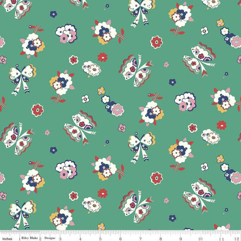 CLEARANCE The Carnaby Collection Bohemian Brights Fluttering Floral B 04775944 - Riley Blake - Butterflies - Liberty - Quilting Cotton