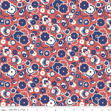 CLEARANCE 19" End of Bolt - The Carnaby Collection Retro Indigo Cosmos Cloud B 04775945 Riley Blake - Liberty Fabrics Quilting Cotton Fabric