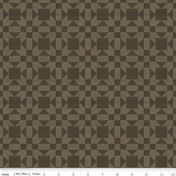 SALE Barn Quilt Sister's Choice C11052 Brown - Riley Blake Designs - Tone-on-Tone Printed Quilt Blocks Geometric - Quilting Cotton Fabric