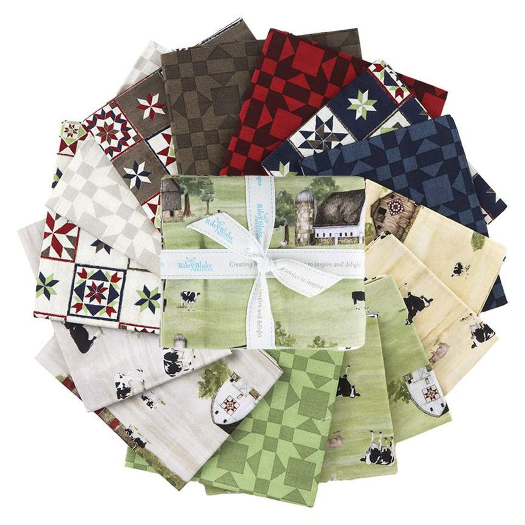 Riley Blake Fat Quarter Bundle 18X21 14pcs-Barn Quilts