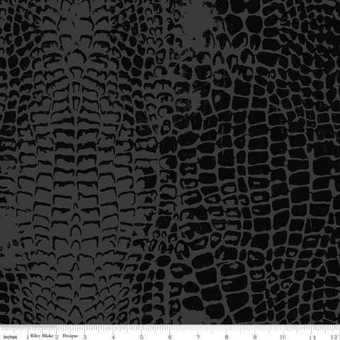 SALE Animal Kingdom Crocodile C693 Black - Riley Blake Designs - Animal Print - Quilting Cotton Fabric