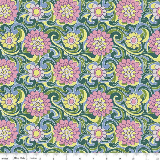 15" End of Bolt - CLEARANCE The Carnaby Collection Daydream Carnation Carnival B 04775951 - Riley Blake - Liberty - Quilting Cotton Fabric