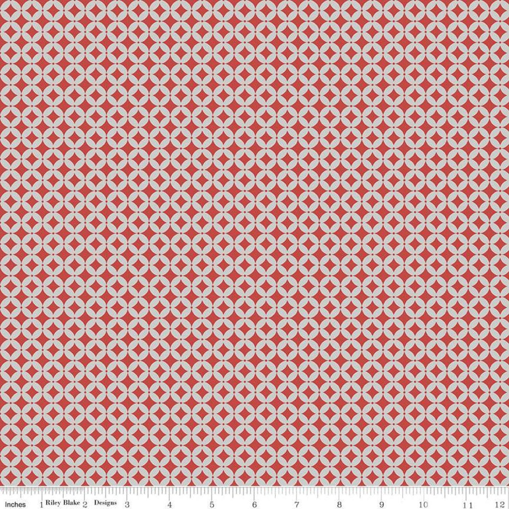 CLEARANCE Winterland Cut Crystal C10714 Gray - Riley Blake Designs - Geometric Gray Red - Quilting Cotton Fabric
