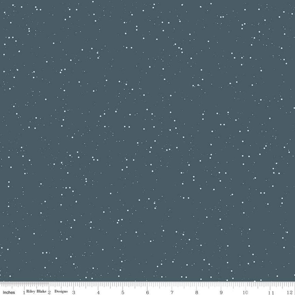 Fat Quarter End of Bolt - Winterland Flurries C10716 Midnight - Riley Blake Designs - White Snow Specks on Blue - Quilting Cotton Fabric