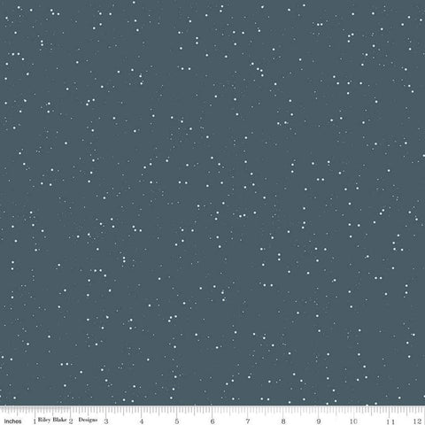 Fat Quarter End of Bolt - Winterland Flurries C10716 Midnight - Riley Blake Designs - White Snow Specks on Blue - Quilting Cotton Fabric
