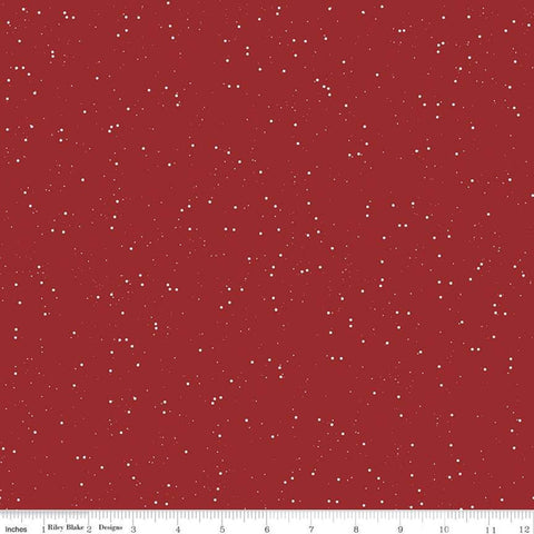SALE Winterland Flurries C10716 Red - Riley Blake Designs - White Snow Specks on Red - Quilting Cotton Fabric