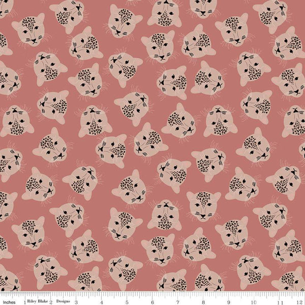 CLEARANCE Spotted Main SC10840 Rose SPARKLE - Riley Blake Designs - Leopard Heads Rose Gold SPARKLE Pink - Quilting Cotton Fabric