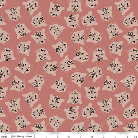 CLEARANCE Spotted Main SC10840 Rose SPARKLE - Riley Blake Designs - Leopard Heads Rose Gold SPARKLE Pink - Quilting Cotton Fabric