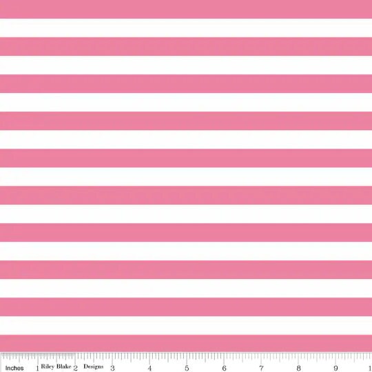 SALE KNIT Hot Pink and White 1/2" Half Inch Stripe K530 by Riley Blake Designs - Jersey KNIT Cotton Stretch Fabric