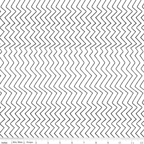 SALE Spotted Zig Zag C10845 Black - Riley Blake Designs - Geometric Stripes Striped on White - Quilting Cotton Fabric