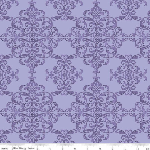 Lucy June Damask C11222 Plum - Riley Blake Designs - Tone-on-Tone Purple - Quilting Cotton Fabric