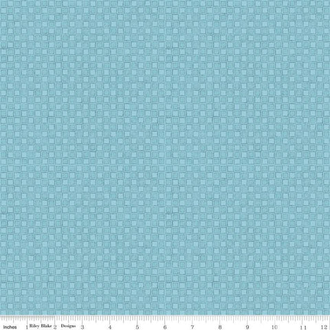 SALE Lucy June Blocks C11225 Aqua - Riley Blake Designs - Checkerboard Tone-on-Tone Blue - Quilting Cotton Fabric