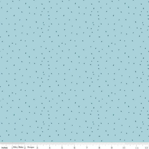 9" end of bolt - SALE Lucy June Dots C11226 Aqua - Riley Blake Designs - Dotted Blue - Quilting Cotton Fabric