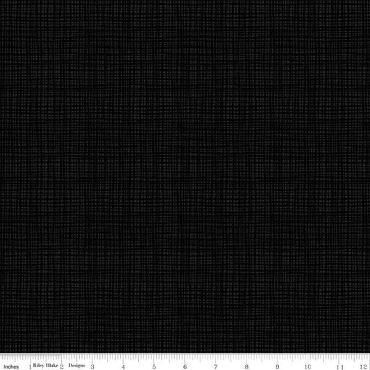 DEAL Texture C610 Black - Riley Blake Designs - Sketched Tone-on-Tone Irregular Grid - Quilting Cotton Fabric