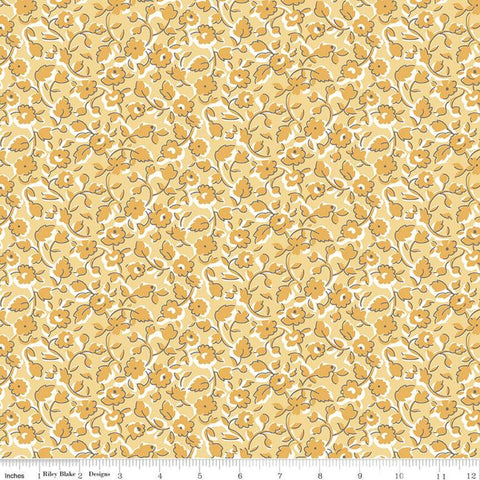 SALE Stitch Grandma's Sofa C10922 Beehive - Riley Blake Designs - Floral Flowers Gold Off White - Lori Holt - Quilting Cotton Fabric