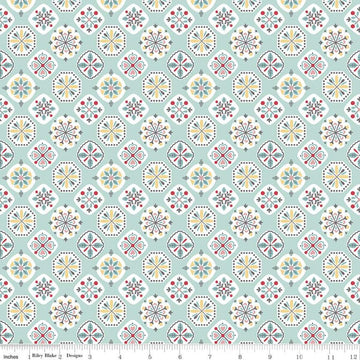 SALE Stitch Applique C10923 Songbird - Riley Blake Designs - Floral Flowers Medallions Geometric Blue - Lori Holt - Quilting Cotton Fabric
